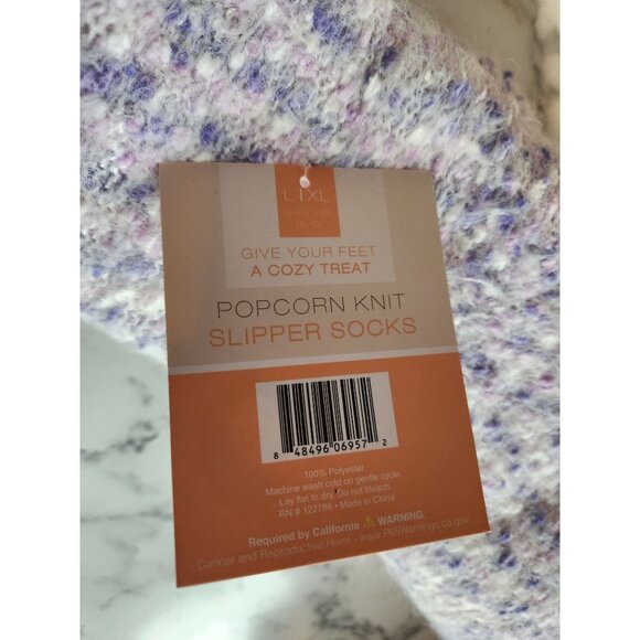 Lixl Womens Popcorn Knit Slipper Socks With Sherpa Lining & Non-Slip Soles - Picture 4 of 5